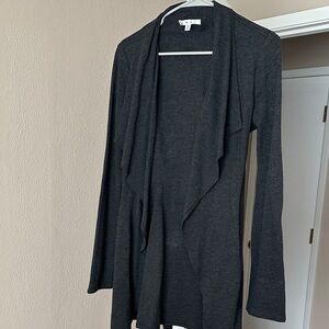 Women's Dark Heather Gray Open Front Cardigan w/ Tie